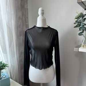 Windsor Black mesh, glittery long sleeve top